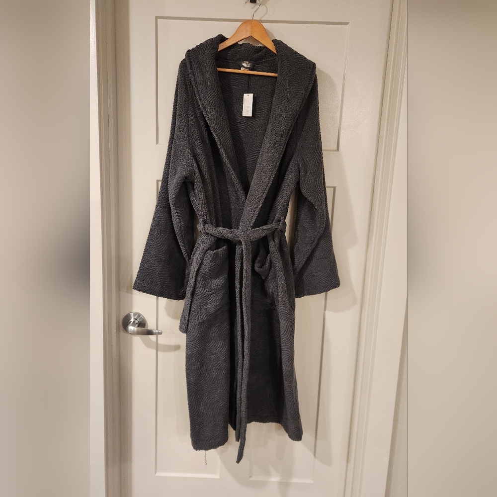 NWT Big Sur Shawl Luxurious Italian Cotton And Linen Bath Robe Grey Size L/XL - Picture 2 of 10